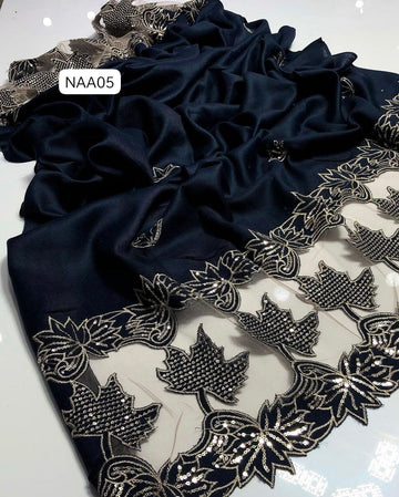 Stuff Pashmina Elegant And Beautiful Sequence Embroidery +Cut work   Light weight shwal